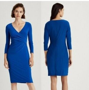 Lauren Ralph Lauren 3/4-Sleeve Ruched Jersey Dress